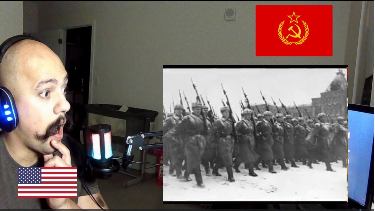 Soviet October Revolution Parade, 1941 Парад 7 Ноября | American reacts TO Russian Military
