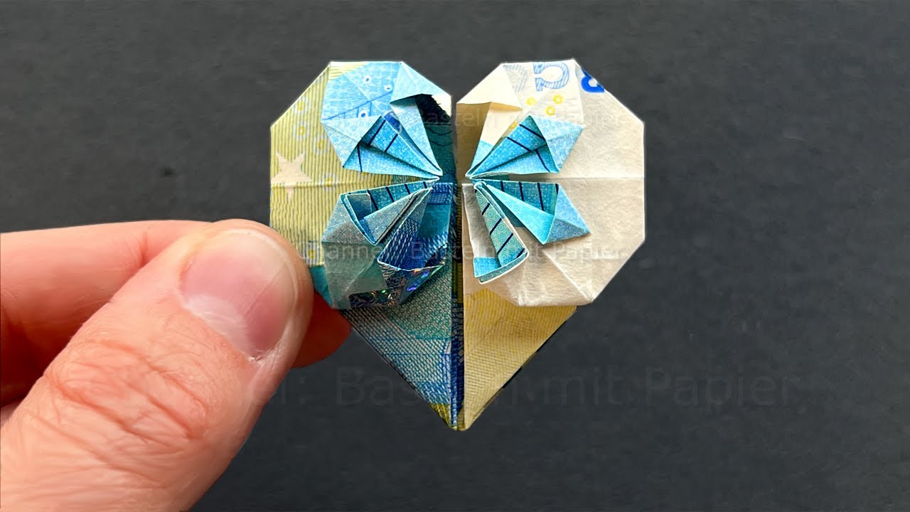 Geldscheine falten Herz - ❤️ - Geldgeschenke basteln Hochzeit - Geld falten - Origami Herzen