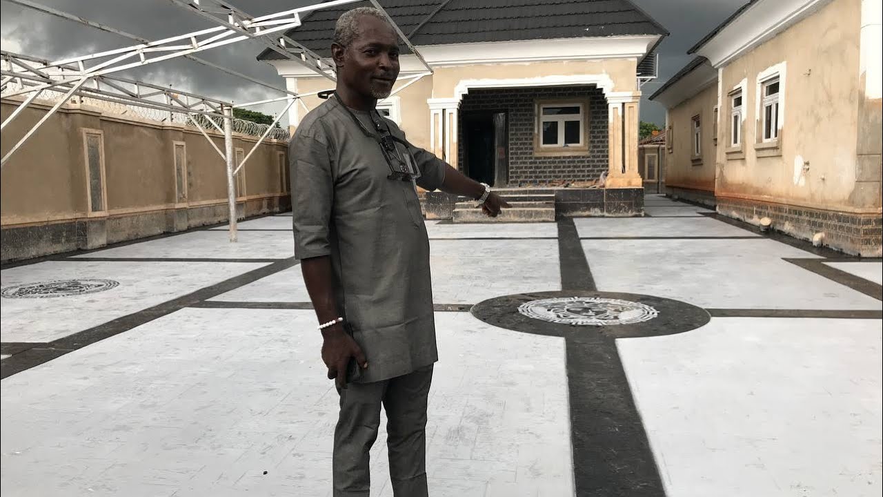 Price Of Stamped Flooring installation Per Square Metre In Grey Colour And Black Boarder Line In Edo