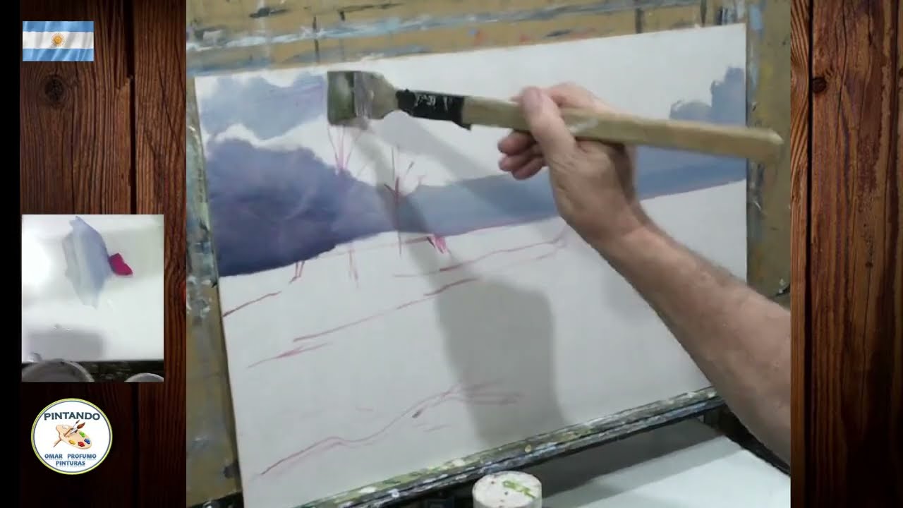 Práctica con acrilicos... pintamos,   ramas  secas .