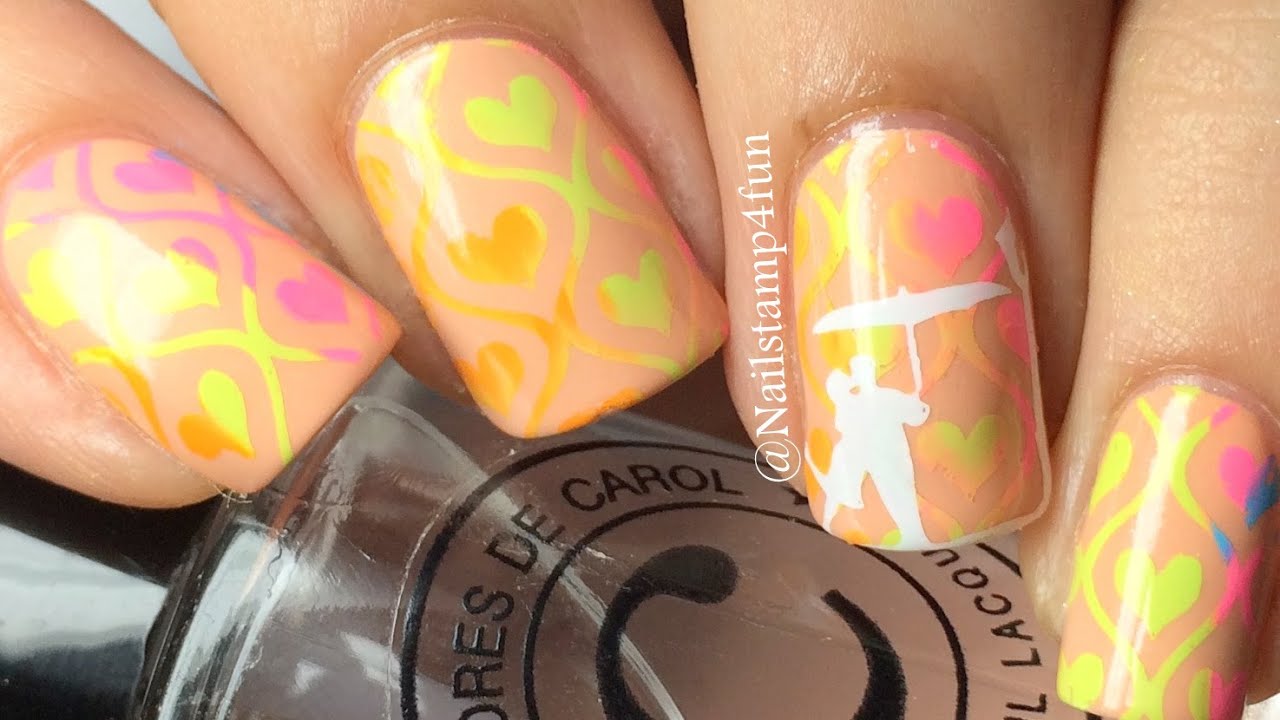 Double Nail Stamping Faburnails Hearts Mani