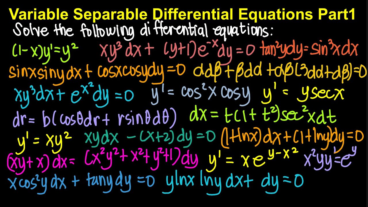 Variable Separable Differential Equations Part 1 (Live Stream)