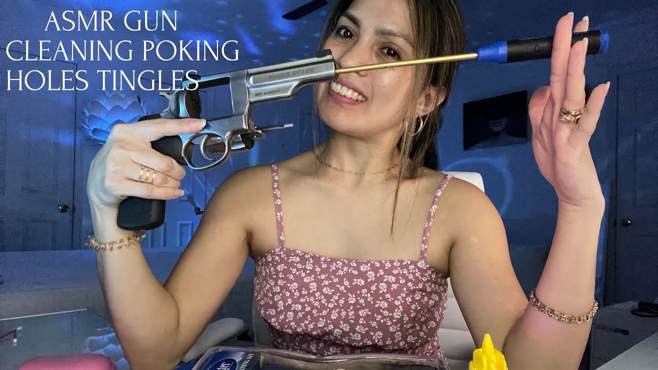 GUN CLEANING! ASMR ||  POKING  HOLES TRIGGERS Oh oh  wow!