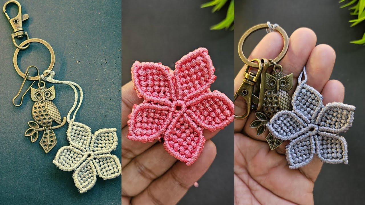 Tutorial- DIY Handmade Macrame Flower Keychain 🌼