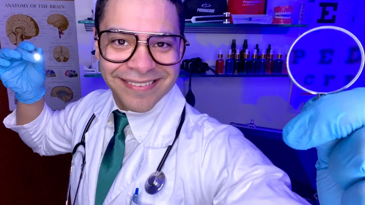 ASMR Doctor Optic Cranial Nerve Eye Exam Fast Lens 1 or 2 Roleplay (Light Medical Test, Glasses Fit)