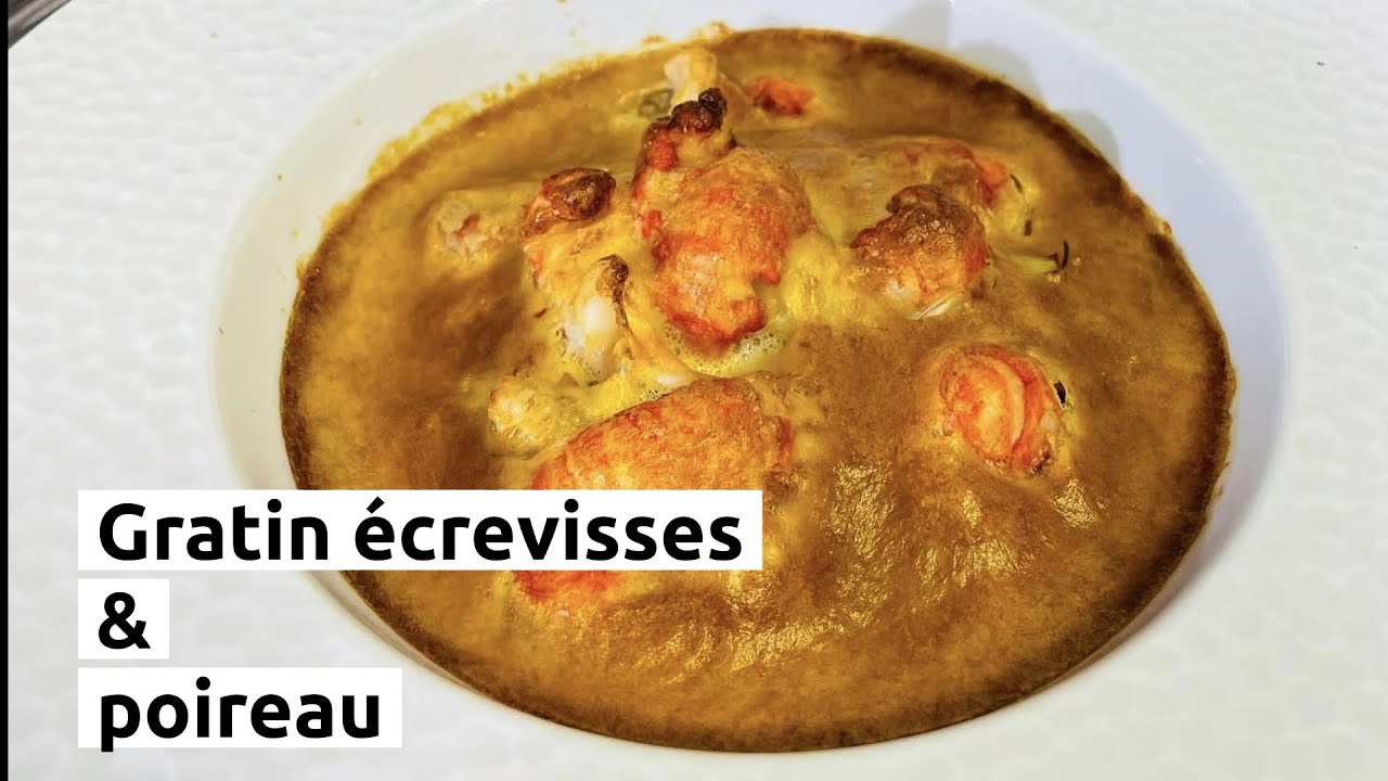 Gratin écrevisses et poireau