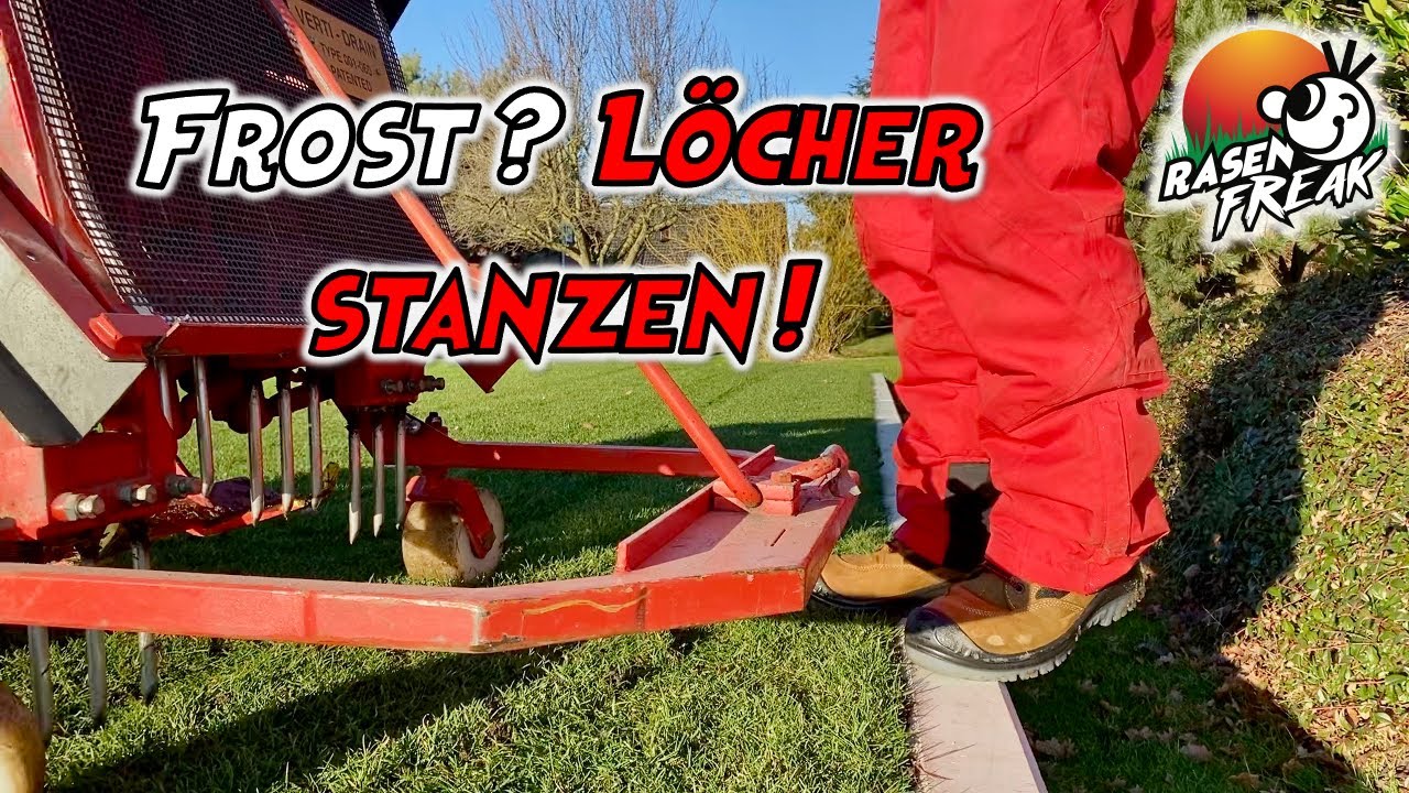 Alle Jahre wieder zur WINTERZEIT: LÖCHER in den Boden stanzen. Vor dem FROST den Rasen aerifizieren!