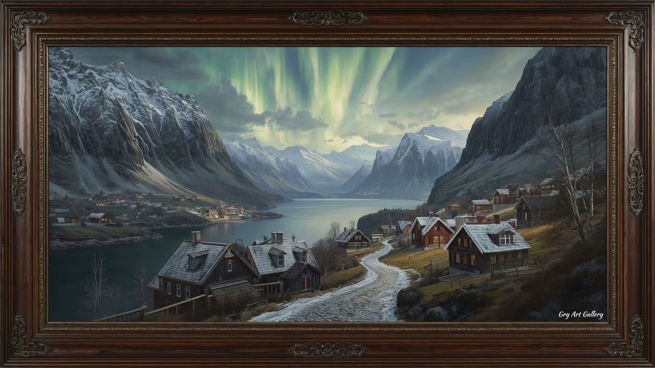 Norwegian Mountain Villages | GRY Framed TV Art Screensaver | Artwork for Your Television