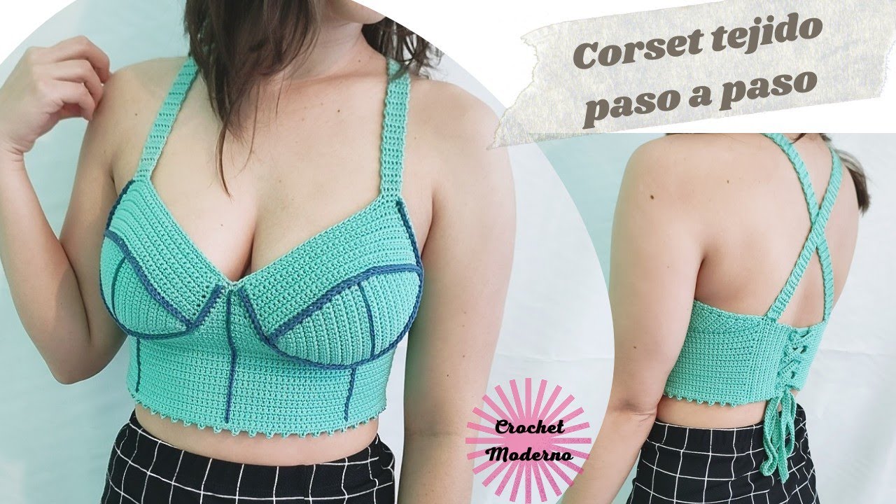 🌙TOP estilo CORSET paso a paso tejido a crochet 🌸Tutorial de blusita tipo corset FÁCIL🧶