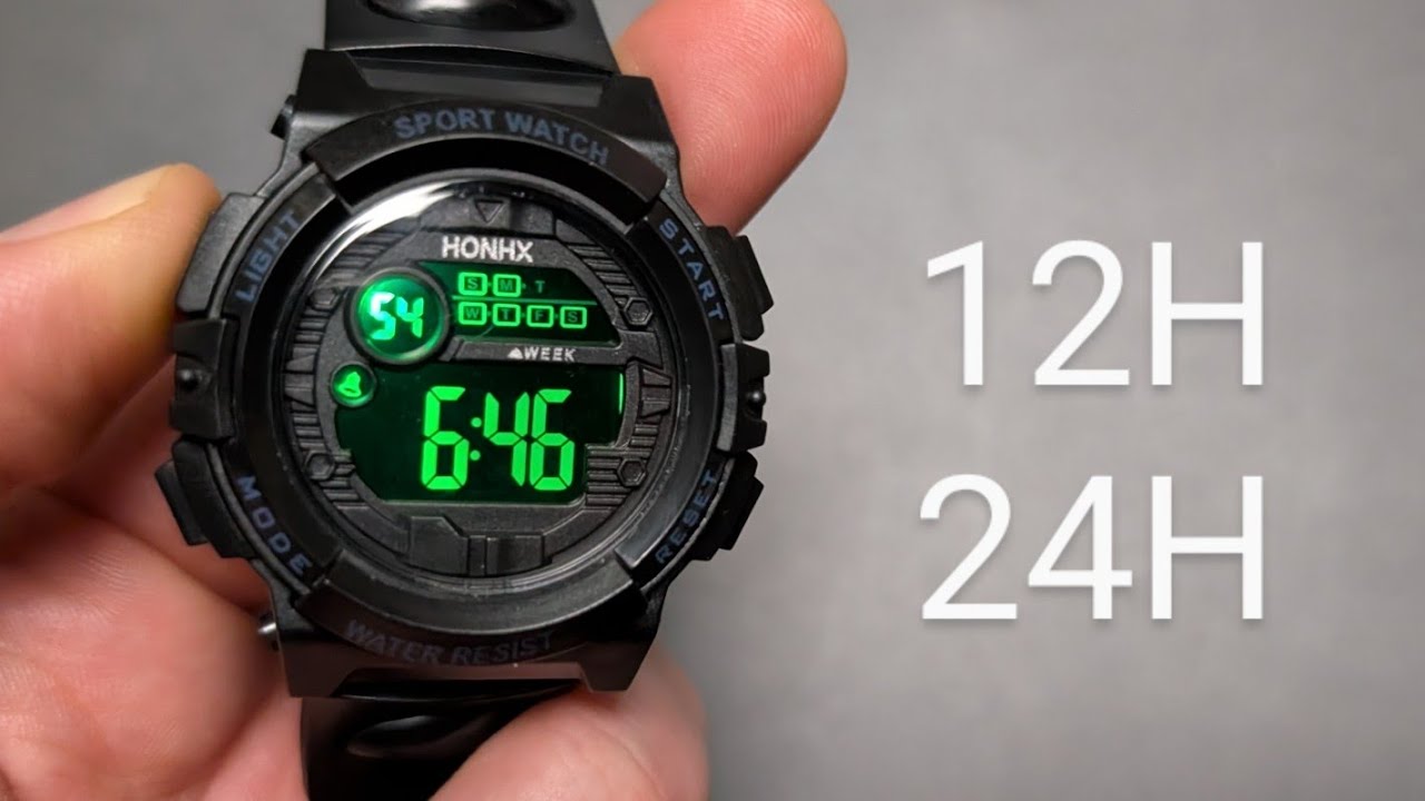 Change 12H / 24H time Format on Digital Sports Watch Honhx with 4 Buttons ( Am, Pm , Military time)