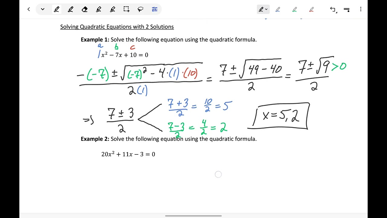 Solving Quadratic Equations with 2 Real Solutions