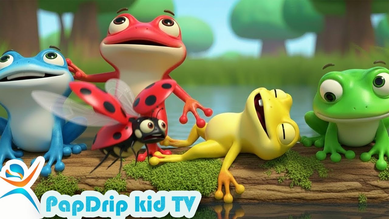 Five Little Speckled Frogs 🐸 | Nursery Rhyme for Kids | Furry Friends Animals | papdripkidtv