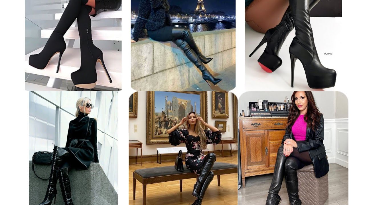American stylish thighhigh heels boots/high heels fashion/thigh high leatherboots#boots#heels#viral