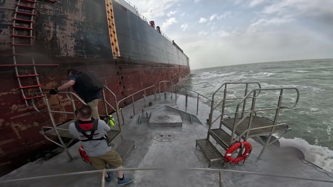Pilot boarding rough seas