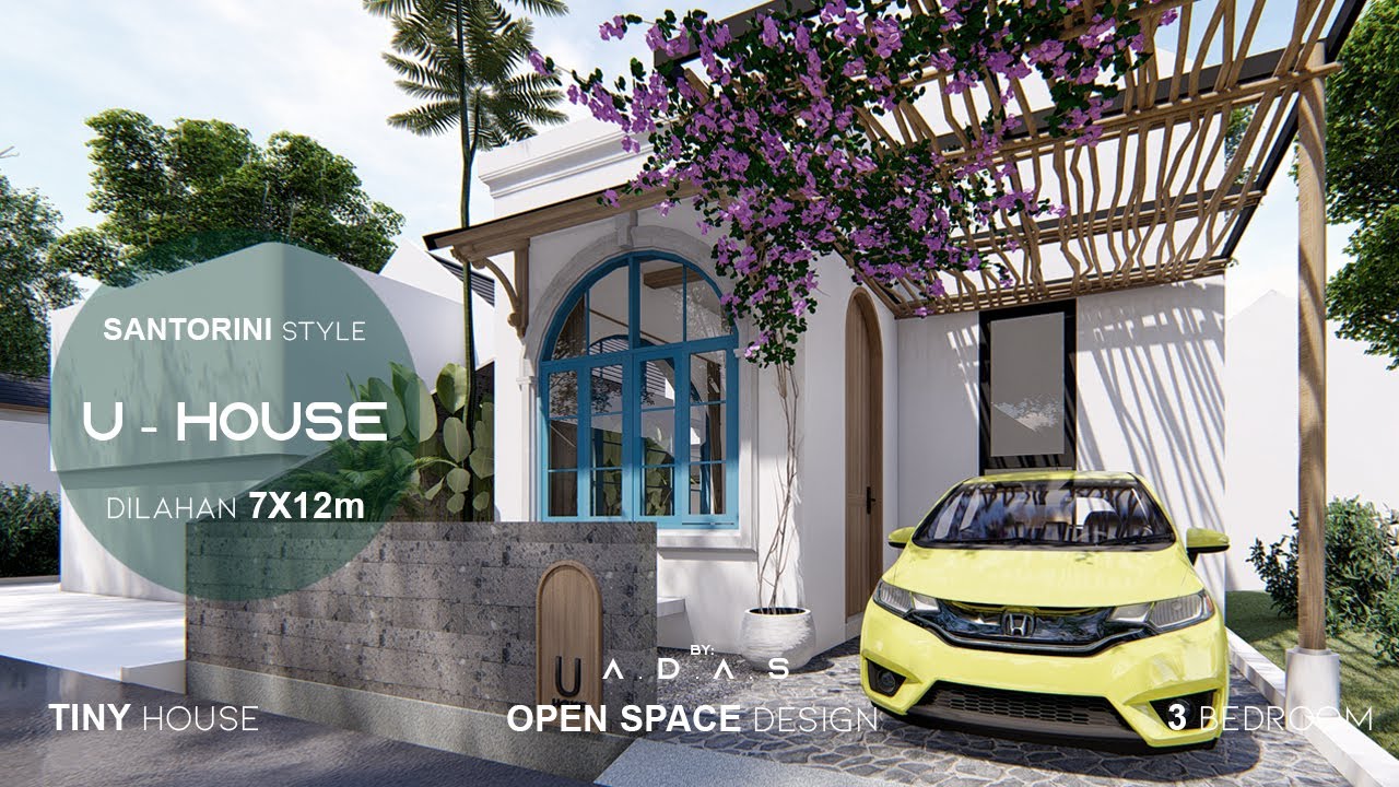 Desain Rumah 7x12 3 Kamar Tidur || Santorini Style