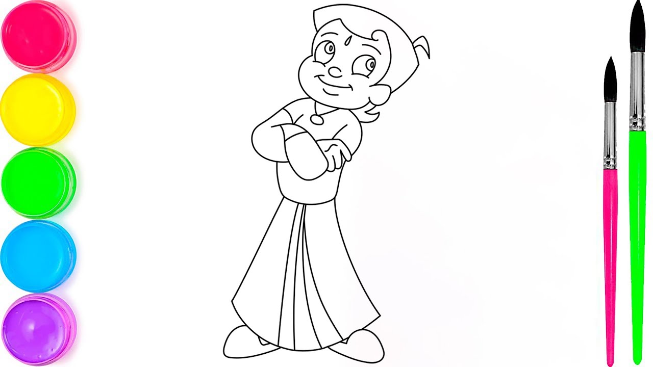 Chhota Bheem Coloring Page for Kids | Fun Coloring Video for Children #minitints