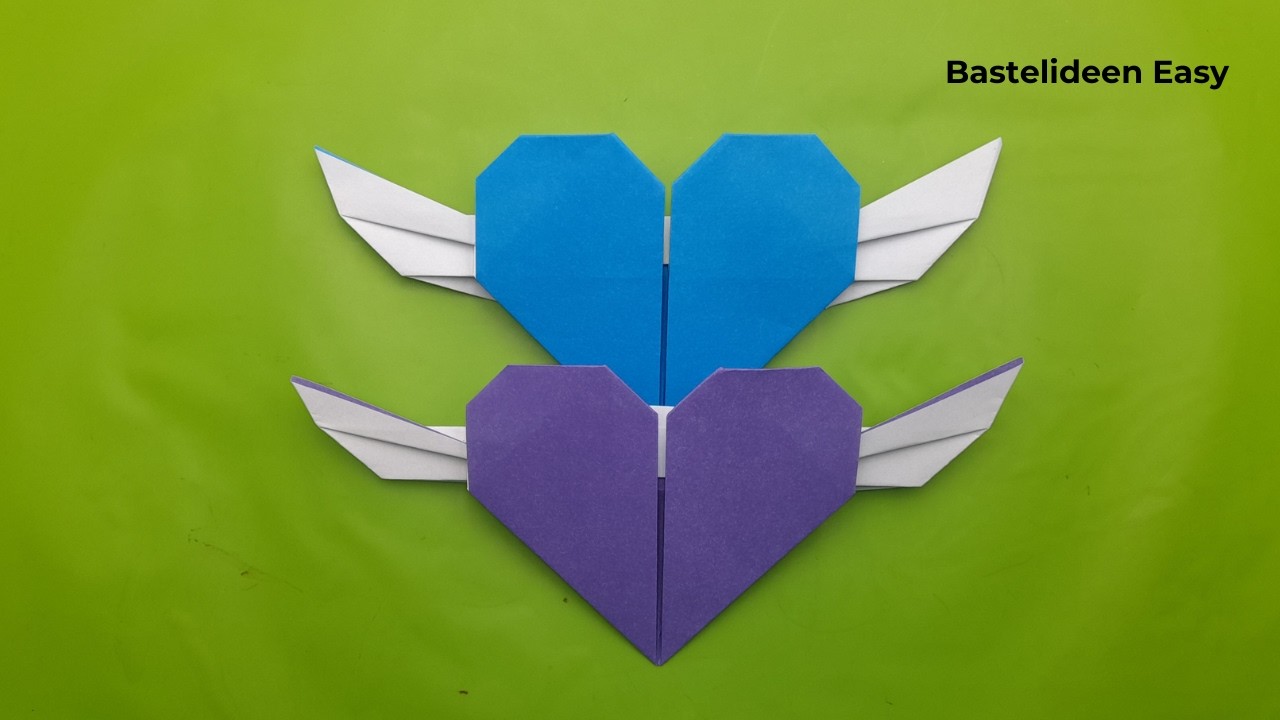 So falten Sie aus quadratischem Papier ein Herz mit Flügeln – Bastelideen Easy