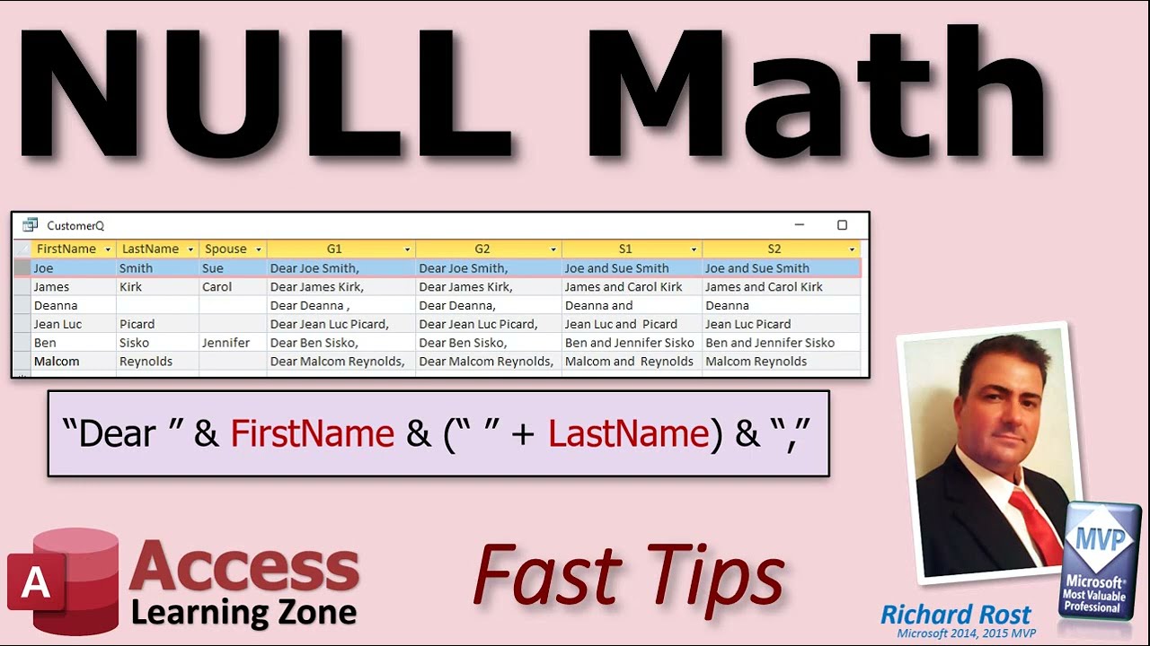 Microsoft Access NULL Math. How to use NULL Addition Along With String Concatenation