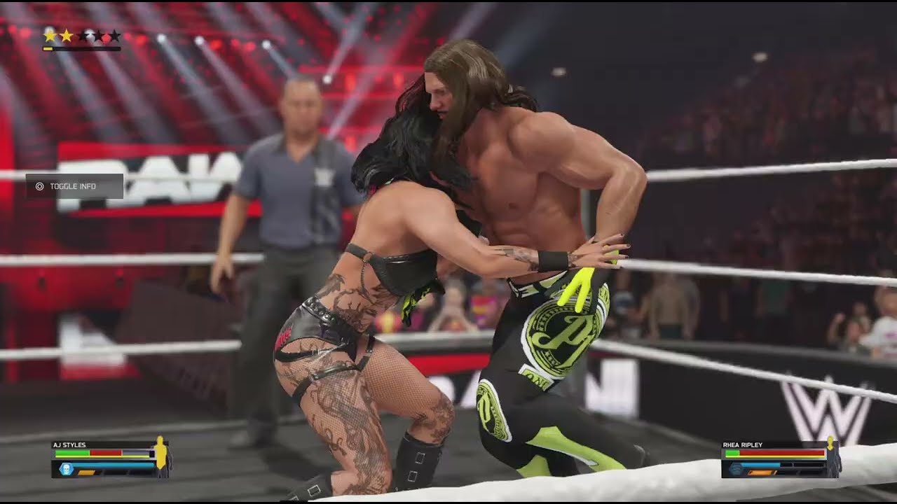 WWE 2K25 Rhea Ripley vs AJ styles