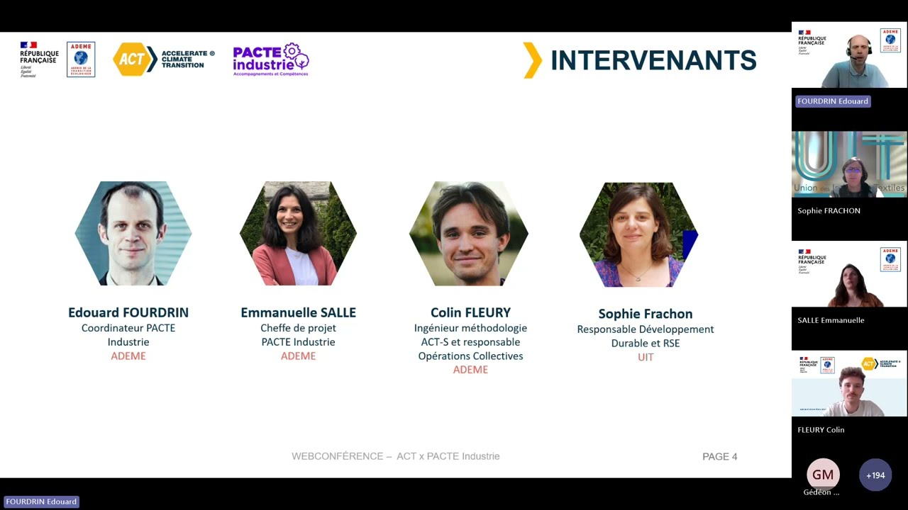 Webinaire Appel à Projet 2025 ACT & PACTE Industrie 2ème relève du 29 avril 2025