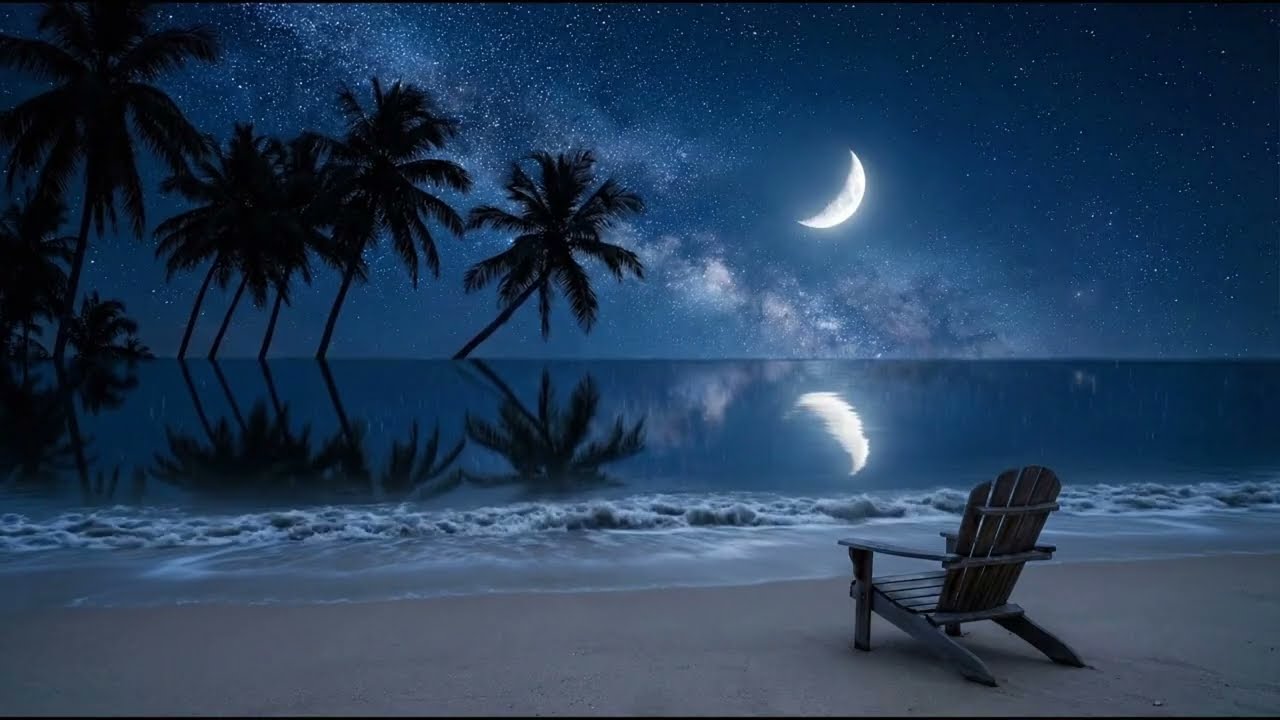 8 Hour ASMR Sleep Aid: Rhythmic Ocean Waves on a Starry Night Beach 🌊💤
