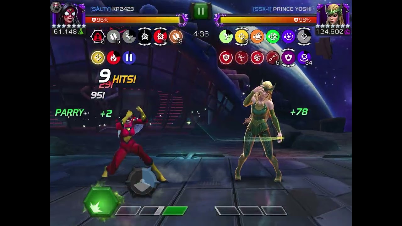 Spider-Woman vs Enchantress Node 14 Ebb&Flow Knockdown/Heavy-Hitter AW S59 Frightful/Fantastic Mcoc 