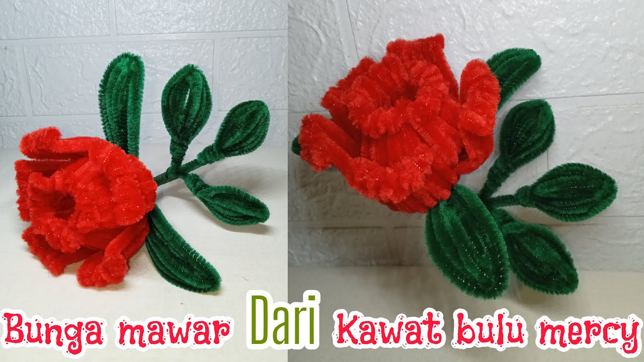 DIY cara membuat bunga mawar dari kawat bulu mercy yang cantik | rose made from mercy feather wire
