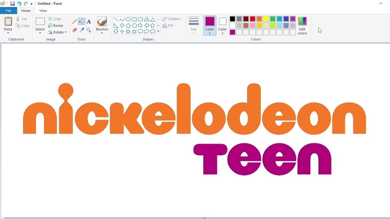 How to draw the Nickelodeon Teen logo using MS Paint | How to draw on your computer