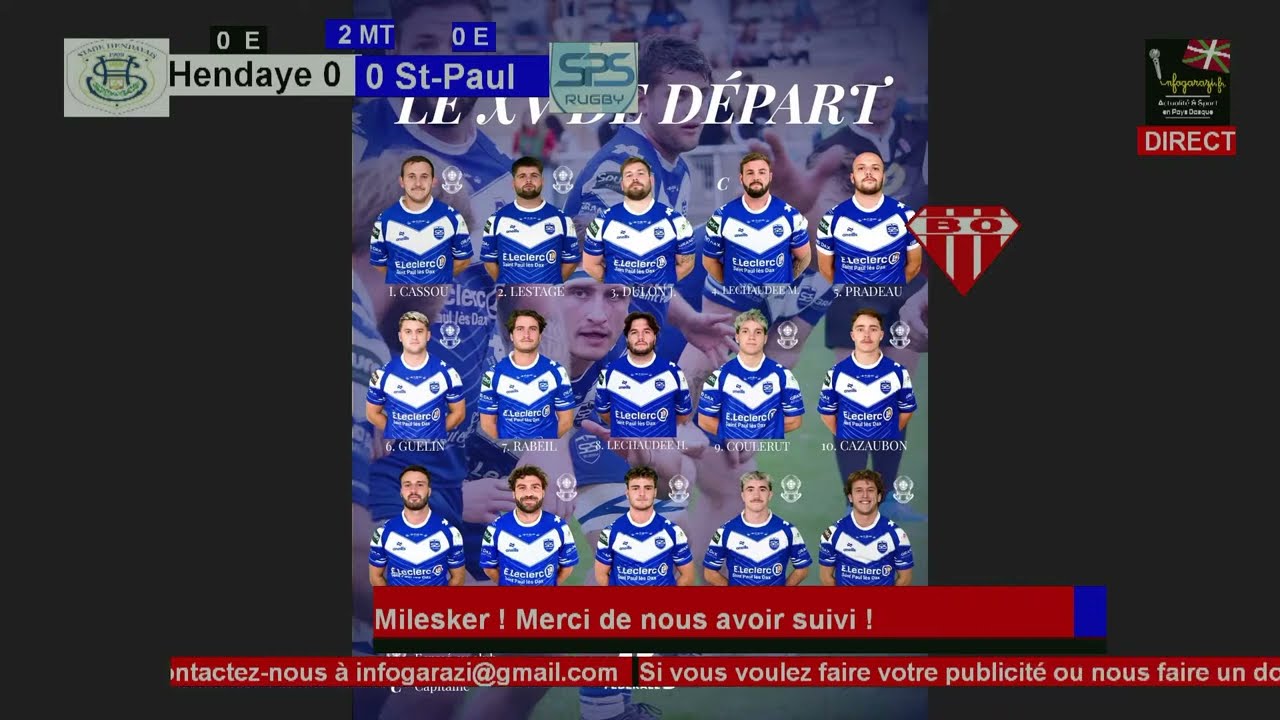 EN DIRECT F&eacute;d&eacute;rale 2 Hendaye contre Saint Paul les Dax