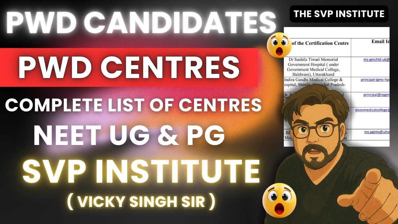 Complete List Of PwD Verification Designated NTA Centres For Neet UG PG Disability Verification SVP