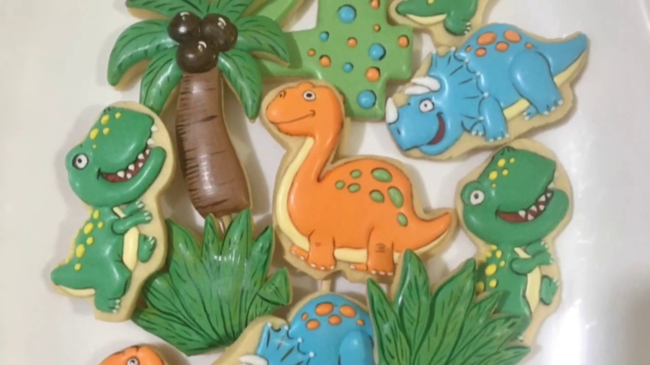 Biscoitos Decorados - Dinos Baby [Aprenda a decorar com glacê real]