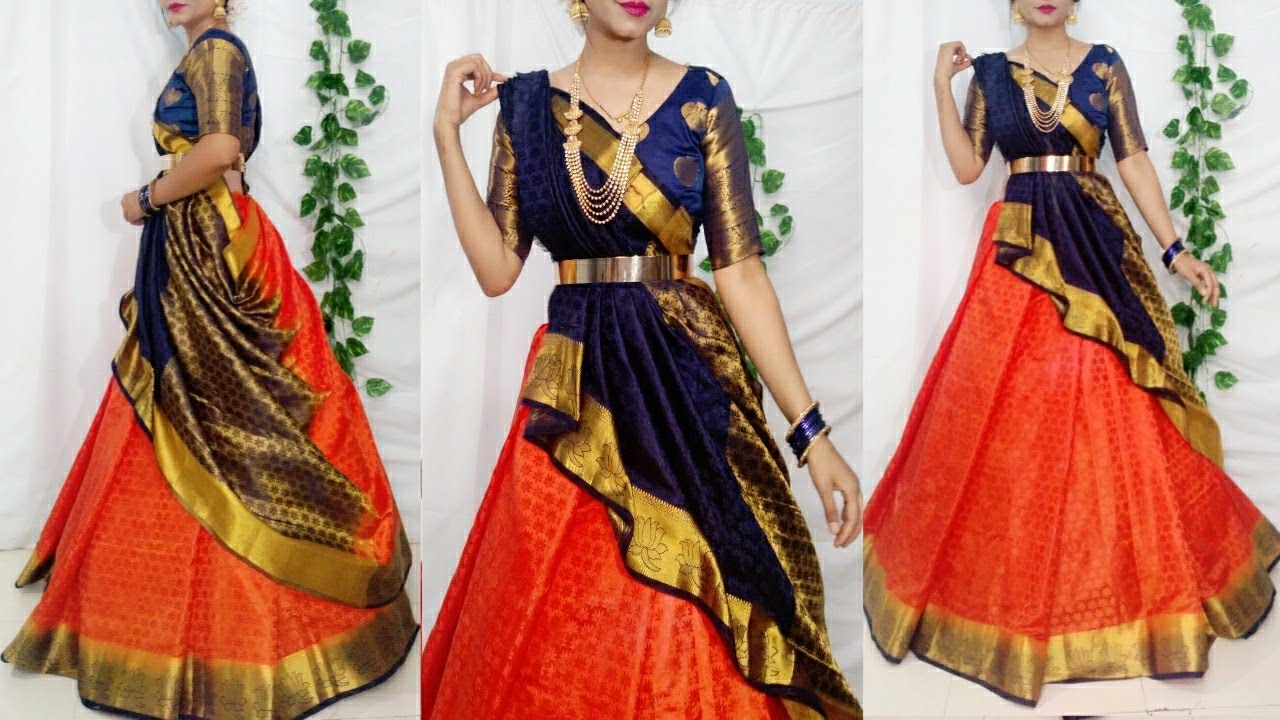 Wedding Style Drape To look you more Beautiful/Elegant Style Lehanga wearing @Saundaryaa