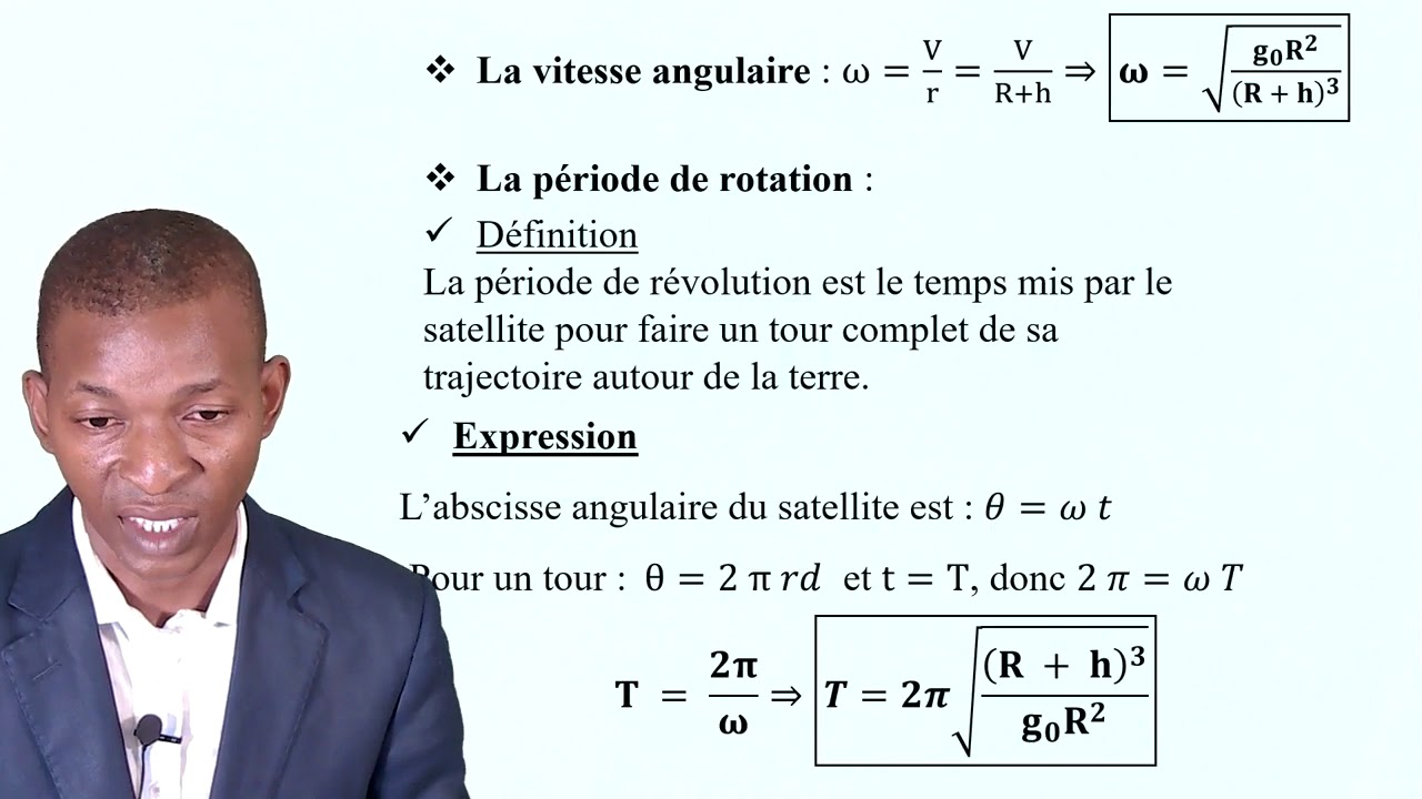 Application de la relation fondamentale de la dynamique au mouvement d'un satellite terrestre