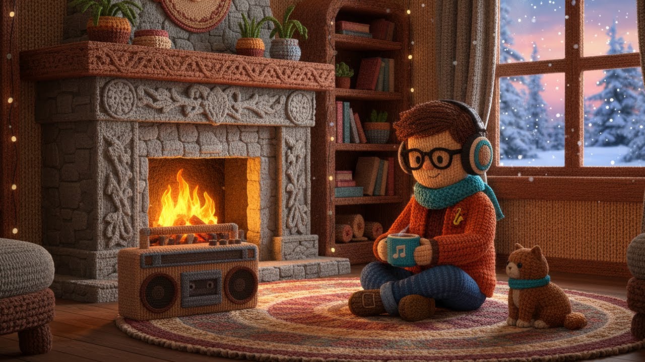 Winter Lofi Jazz ❄️ Cozy Fireplace Coffee | Focus & Relax