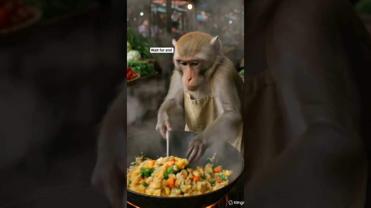 A monkey Cooking on the streets 😧