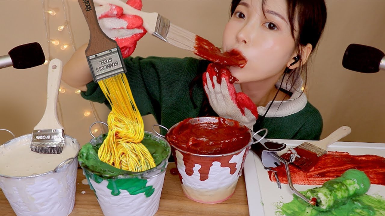 ASMR 꾸덕꾸덕 맛있는 페인트통 스파게티