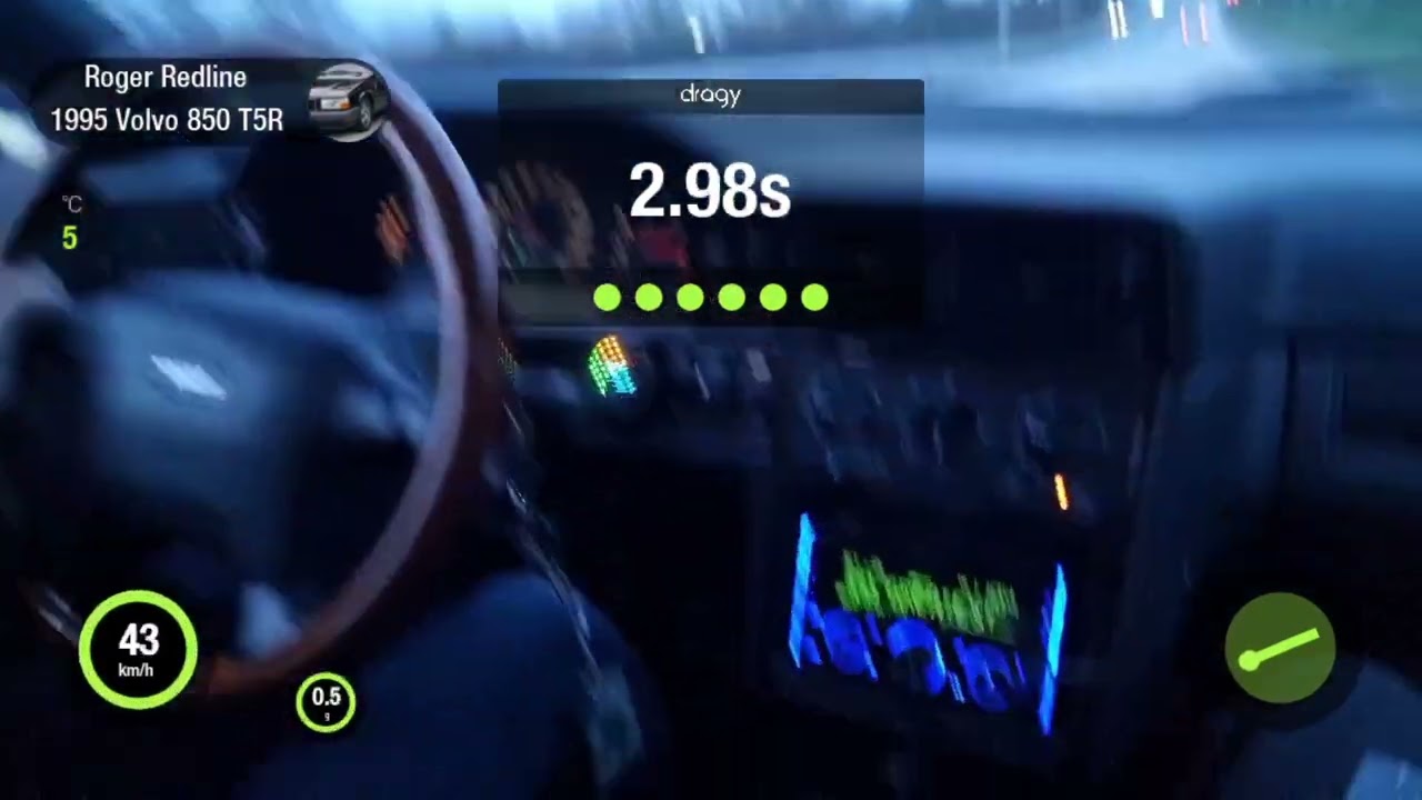 Volvo 850 T5R 0-100 kmh acceleration dragy