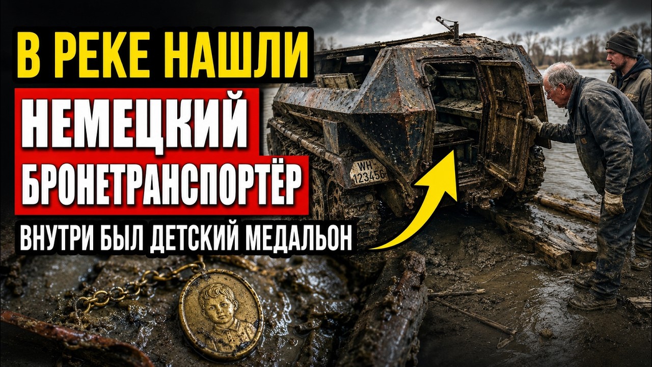 A German armored personnel carrier was found in a river. Inside was a child's medallion.