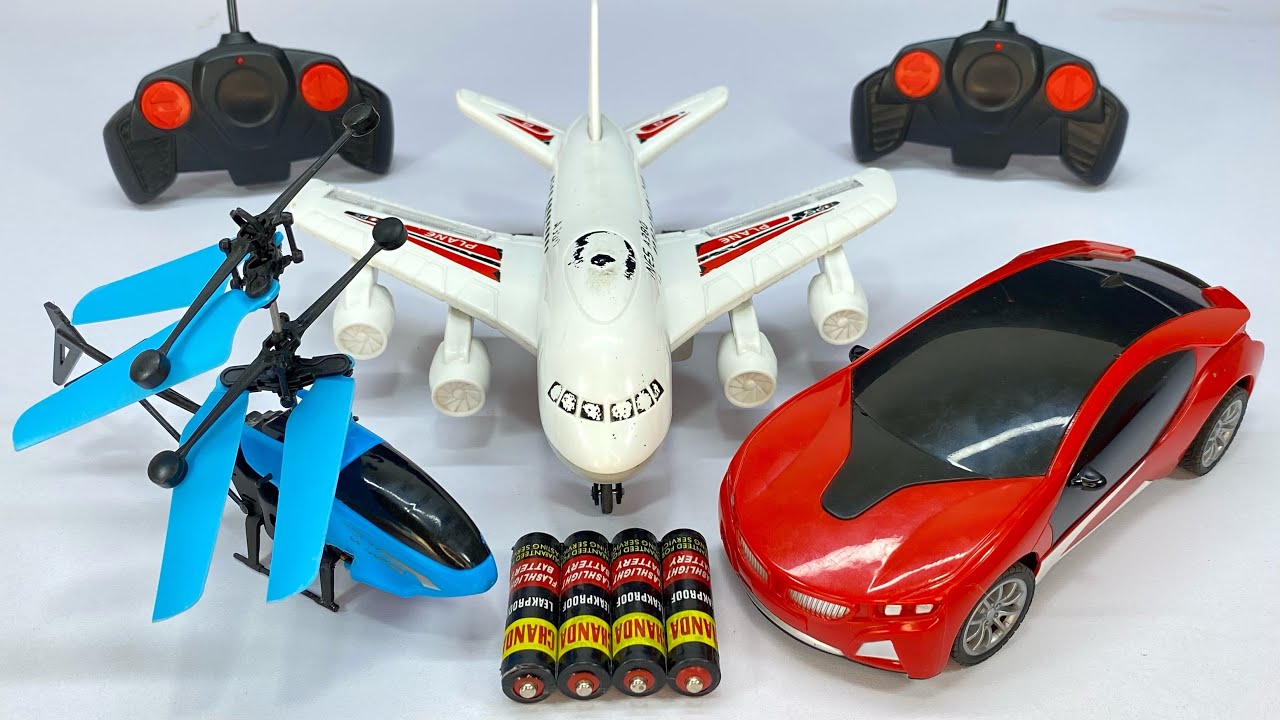 Flying RadioControl RC Helicopter and 3D Light RC Car with a380 Model Airline Unboxing and Testing🚗