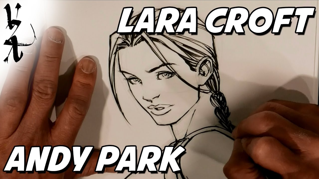 Andy Park drawing Lara Croft Tomb Raider