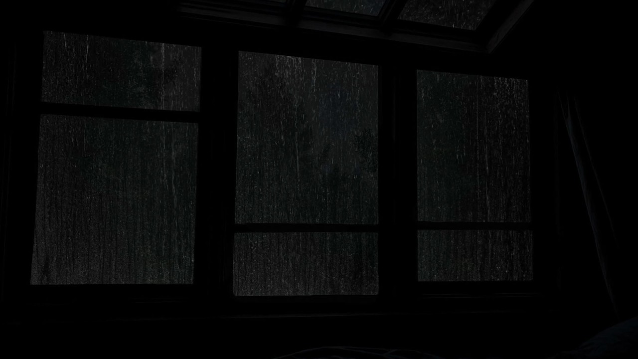 🌩️ Peaceful Dark Rainy Night &ndash; Heavy Rain & Soft Thunder on Window 🌧️🖤 Sleep & Deep Relaxation