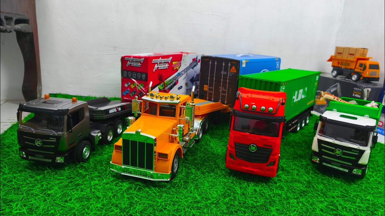 TRUCK TRAILER RC MENGIRIM MAINAN UNTUK DI UNBOXING
