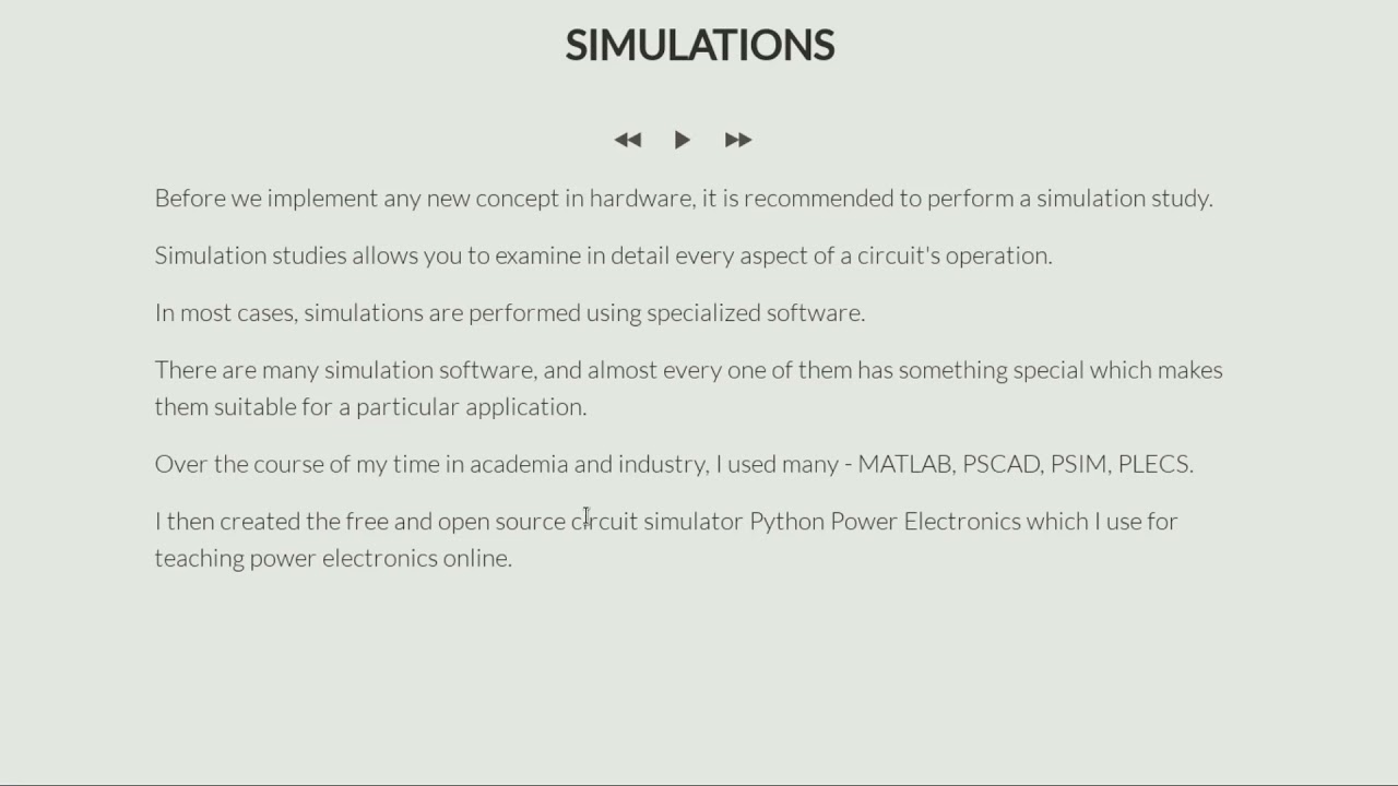 Simulation skills in power electronics