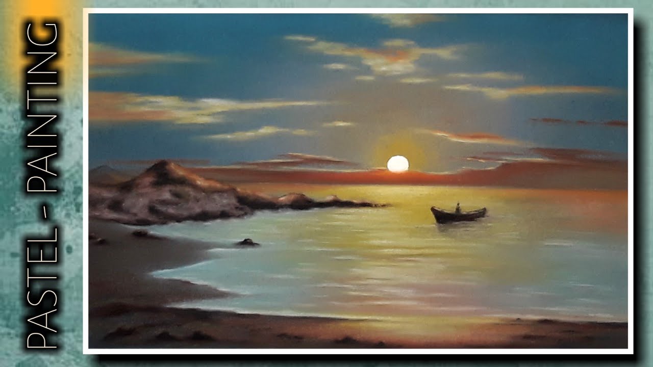 How To Draw Seascape Easy, Sunset Seascape Painting || Pastel Painting