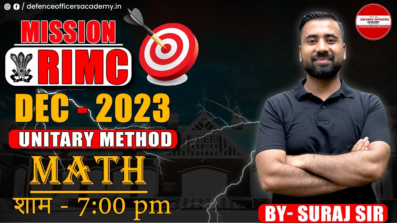 UNITARY METHOD  - MATH | BY - SURAJ SIR | MISSION RIMC DEC 2023 | LIVE🔴| #doa #rimc #defence