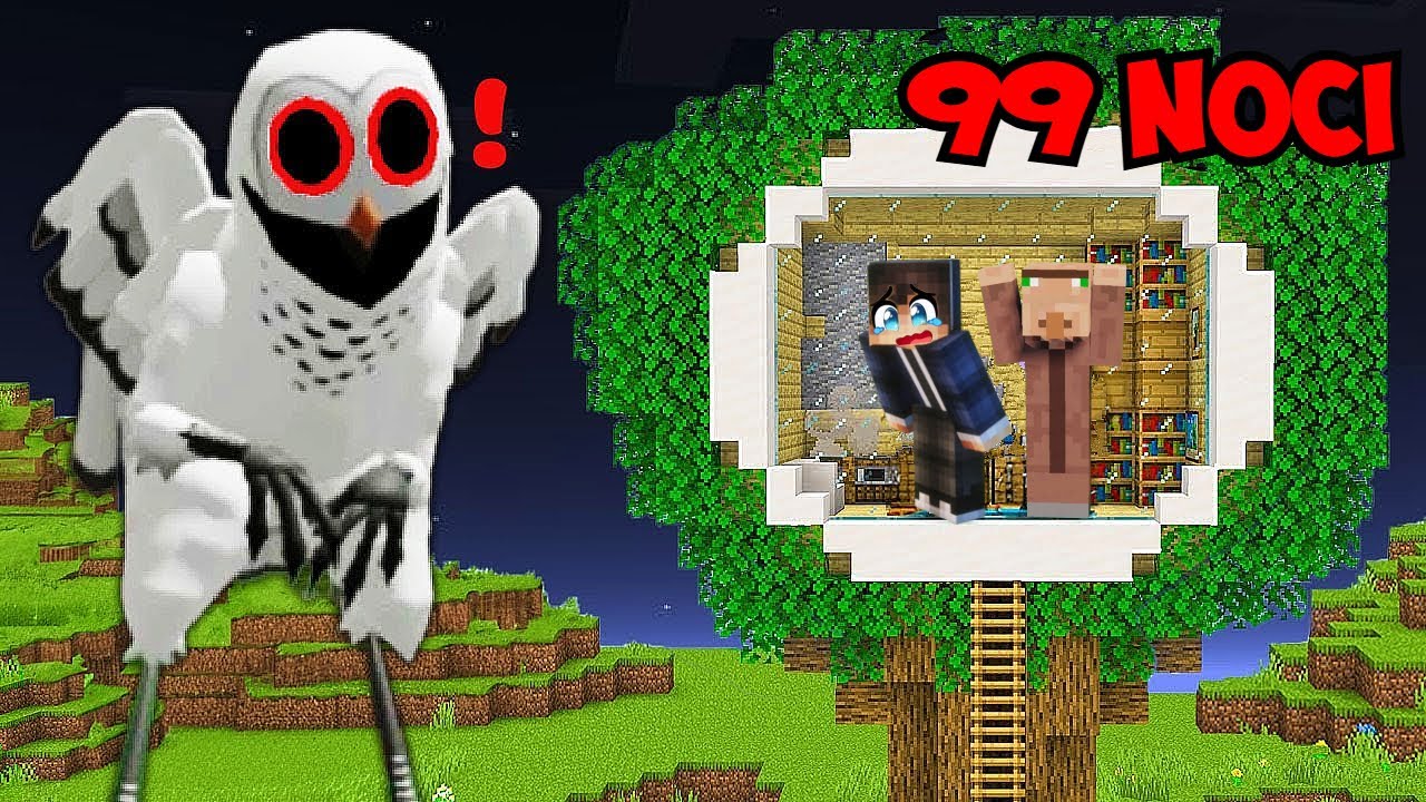 Krijemo se u Tajnoj Kuću Na Drvetu Od Belog Čudovi&scaron;ta Sove 99 Dana u Minecraftu