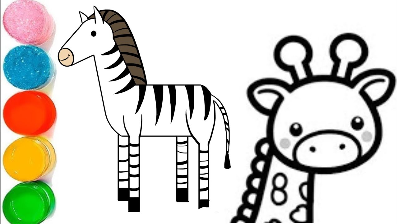 How to Draw a Cute Zebra and Giraffe 🦓🦒 | Easy Jungle Animals Drawing for KidsCute Zebra & Giraffe 