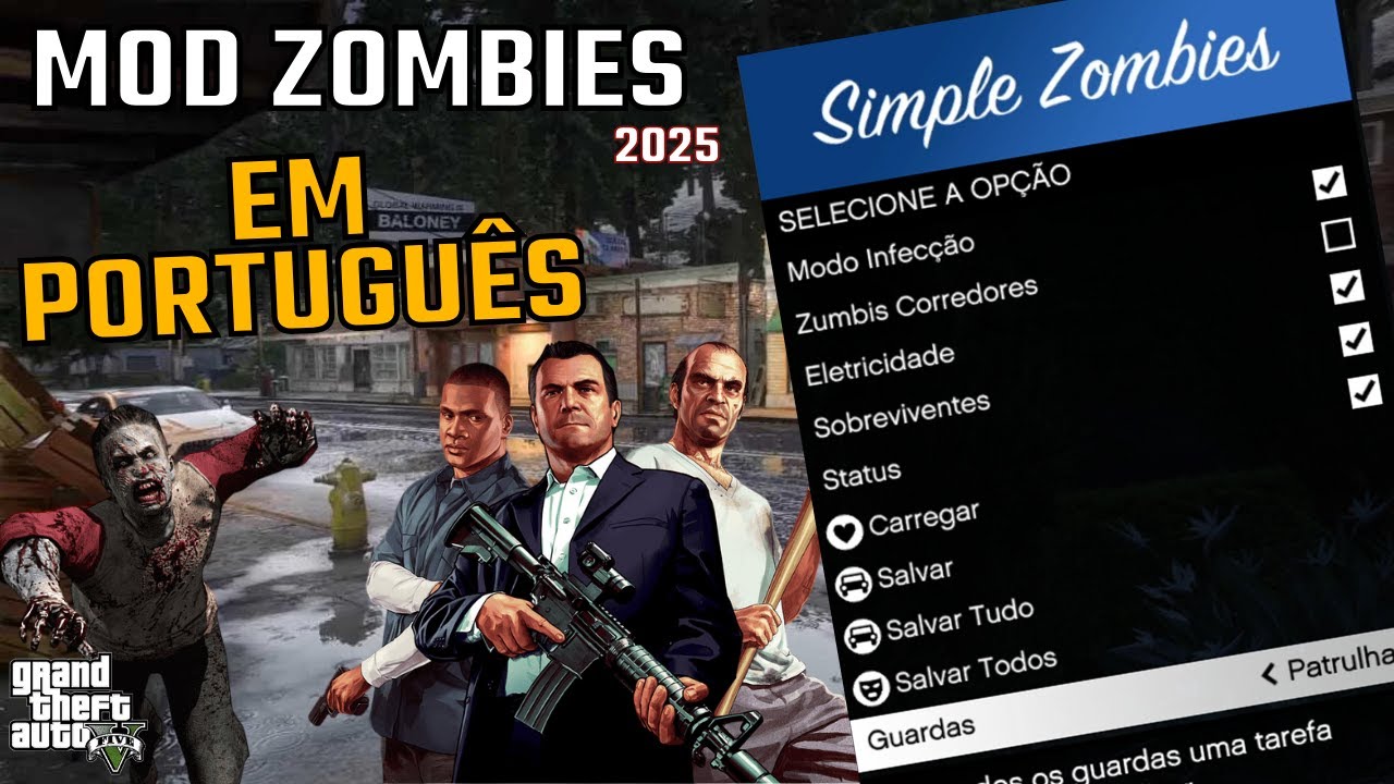 Como Instalar Mod Zumbi no Gta V 2025 (Simple Zombie em Português)