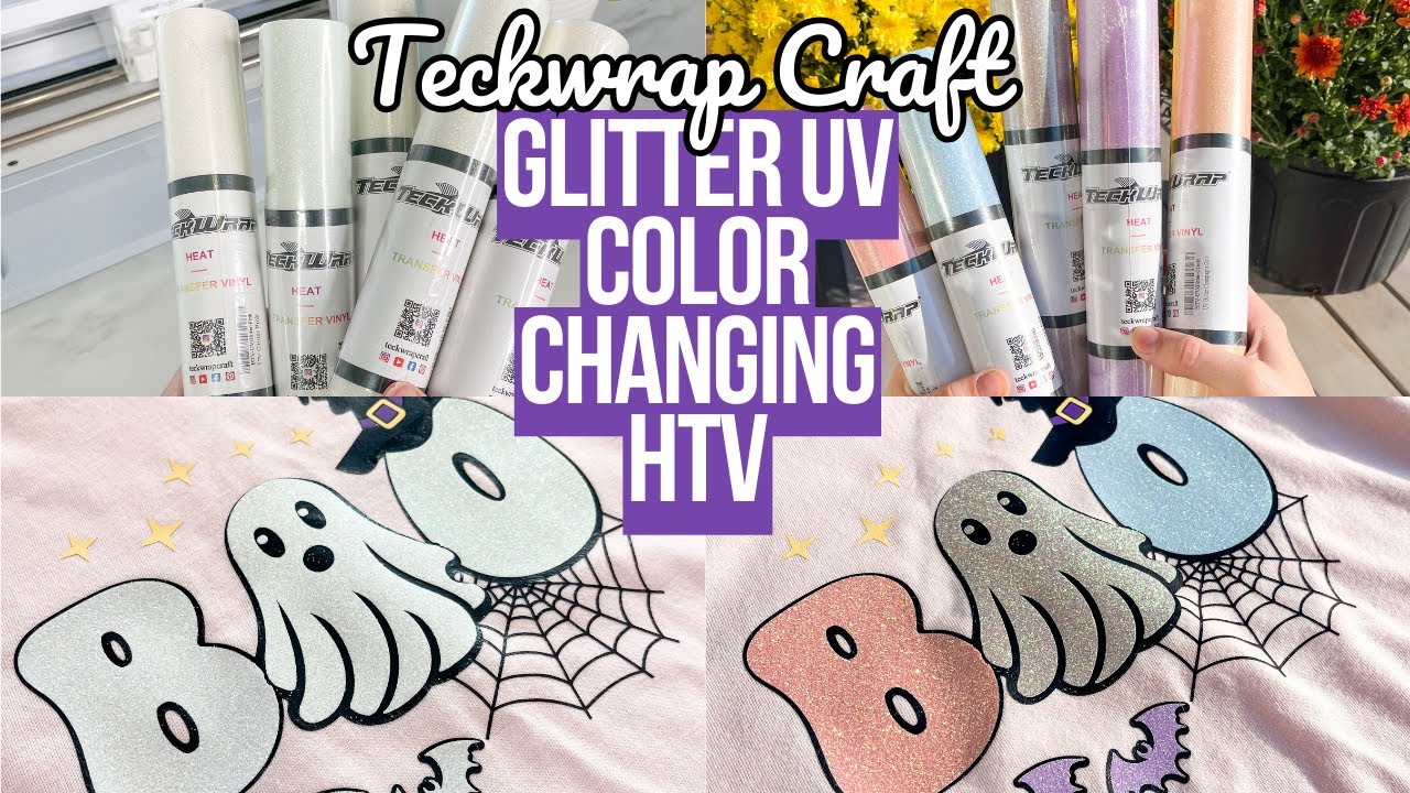 I TESTED TECKWRAP CRAFT'S NEW GLITTER UV COLOR CHANGING HEAT TRANSFER VINYL ☀️✨