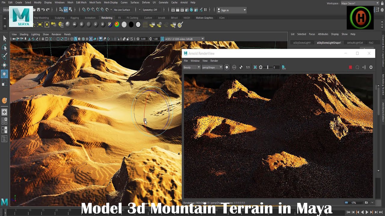 Autodesk Maya Tutorial | How to create Mountain Terrain very quickly.